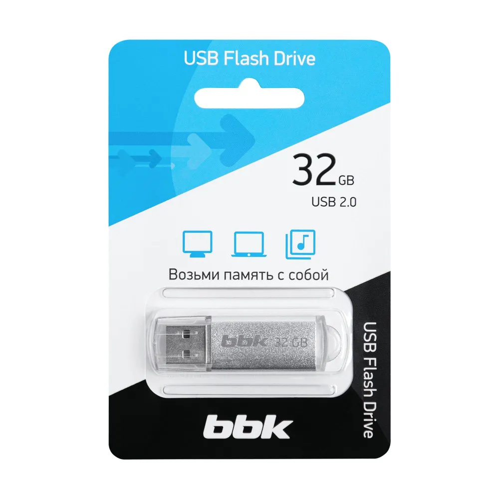 USB флеш накопитель BBK 032G-RCT серебро, 32Гб, USB2.0, ROCKET серия